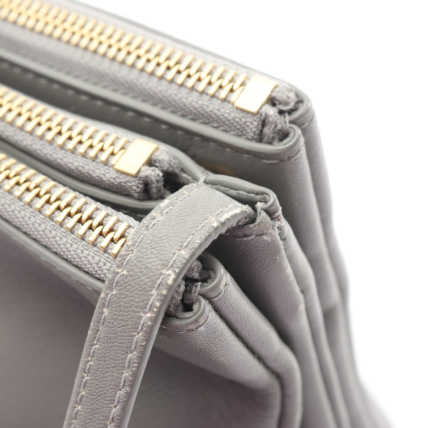TRIO LARGE トリオ ラージ ショルダーバッグ レザー グレー セリーヌ バッグ CELINE