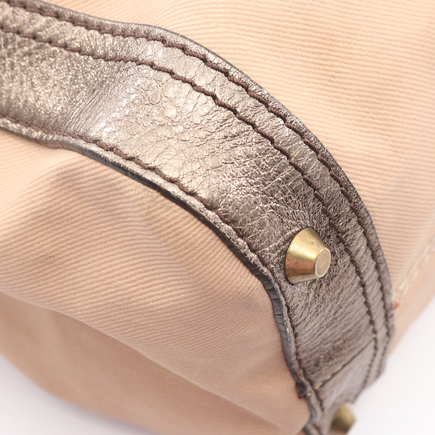 ロゴ メタリック ボストンバッグ キャンバス レザー ピンクベージュ カーキグリーン クロエ バッグ Chloe