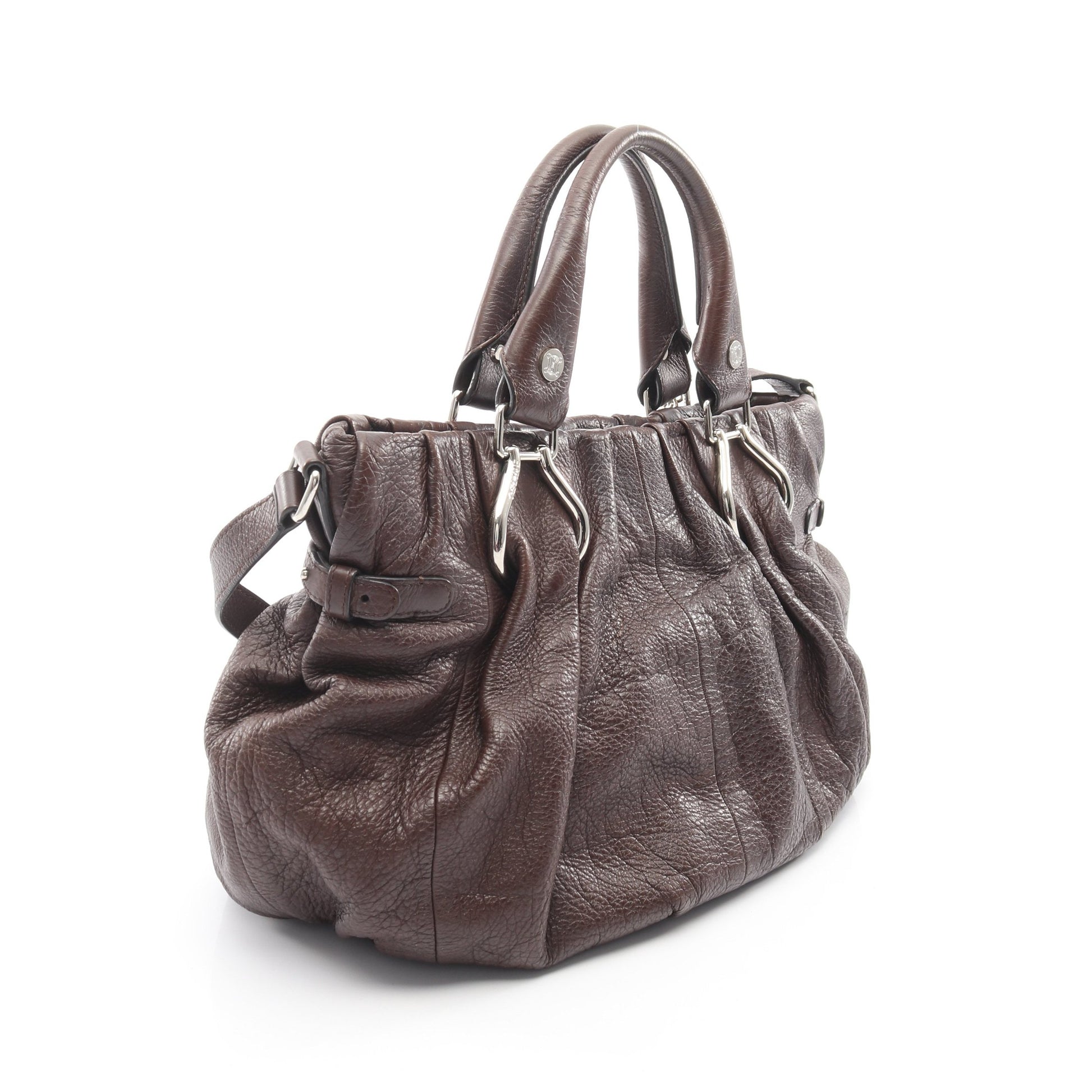 ピロー スモール 2WAY ショルダーバッグ レザー ダークブラウン セリーヌ バッグ CELINE