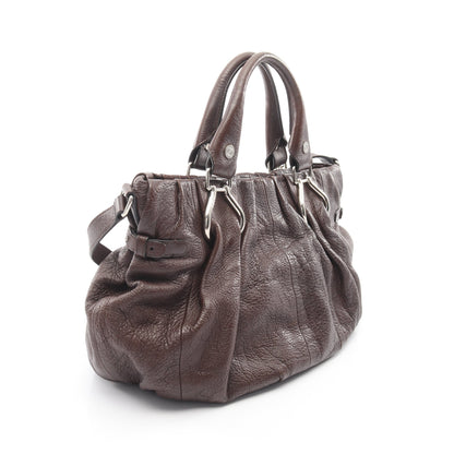 ピロー スモール 2WAY ショルダーバッグ レザー ダークブラウン セリーヌ バッグ CELINE