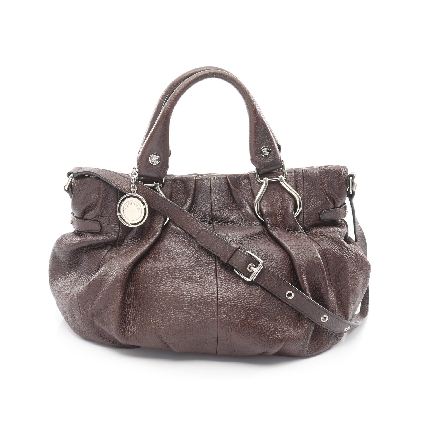 ピロー スモール 2WAY ショルダーバッグ レザー ダークブラウン セリーヌ バッグ CELINE