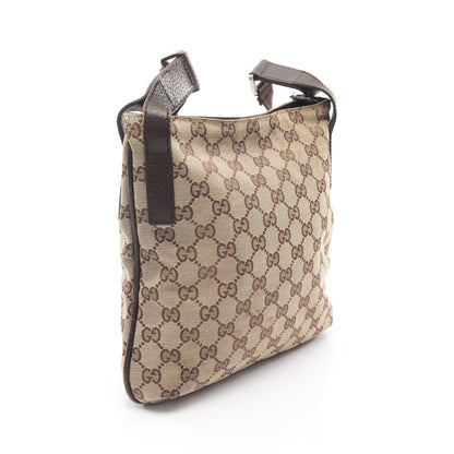 GGキャンバス ショルダーバッグ キャンバス レザー ベージュ ダークブラウン グッチ バッグ GUCCI