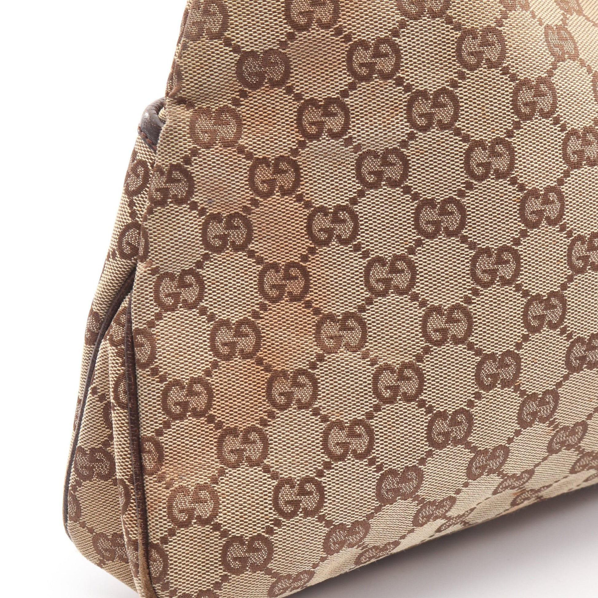 GGキャンバス ショルダーバッグ キャンバス レザー ベージュ ダークブラウン グッチ バッグ GUCCI