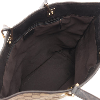 GGキャンバス ハンドバッグ トートバッグ キャンバス レザー ベージュ ダークブラウン グッチ バッグ GUCCI