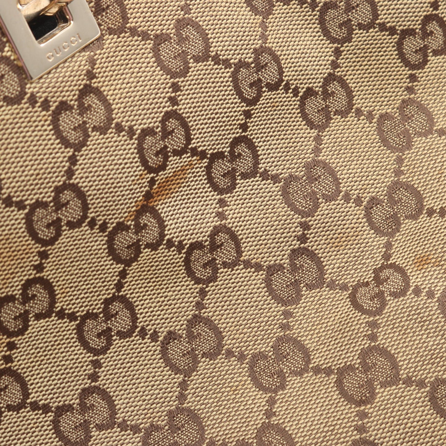 GGキャンバス ハンドバッグ トートバッグ キャンバス レザー ベージュ ダークブラウン グッチ バッグ GUCCI