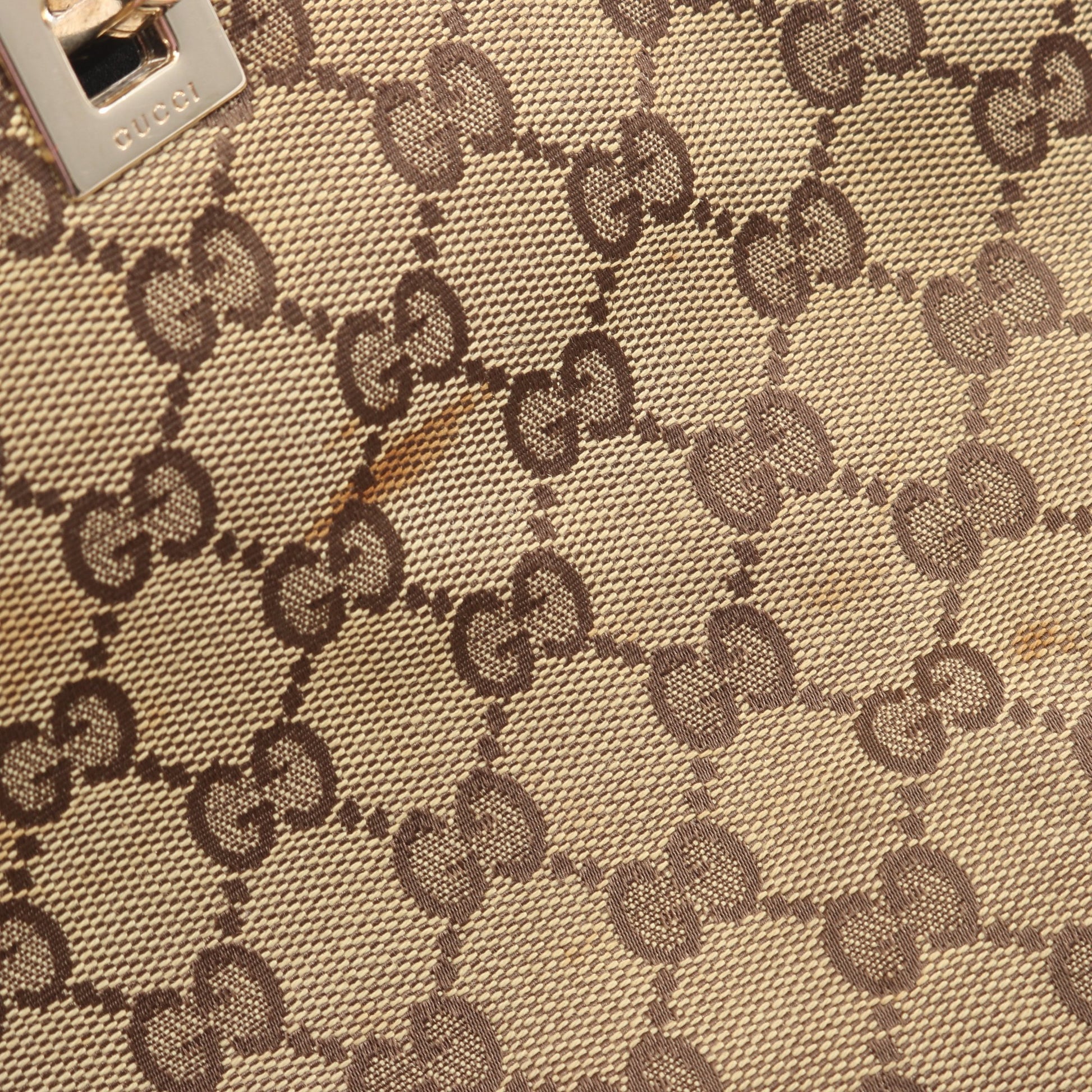 GGキャンバス ハンドバッグ トートバッグ キャンバス レザー ベージュ ダークブラウン グッチ バッグ GUCCI