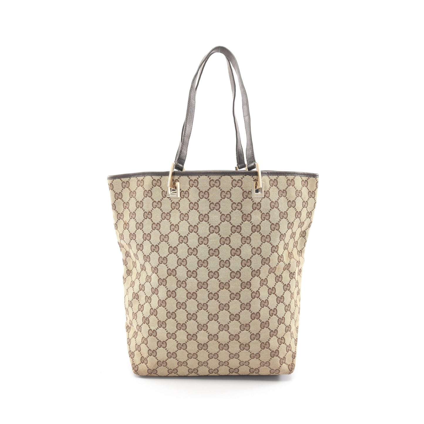 GGキャンバス ハンドバッグ トートバッグ キャンバス レザー ベージュ ダークブラウン グッチ バッグ GUCCI