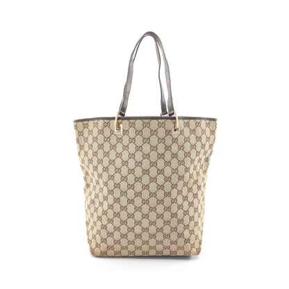 GGキャンバス ハンドバッグ トートバッグ キャンバス レザー ベージュ ダークブラウン グッチ バッグ GUCCI