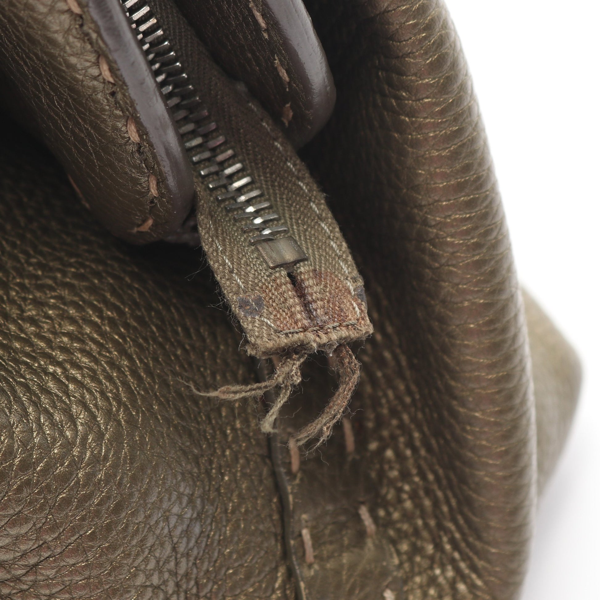 セレリア ドクターズバッグ メタリック ハンドバッグ レザー カーキグリーン フェンディ バッグ FENDI