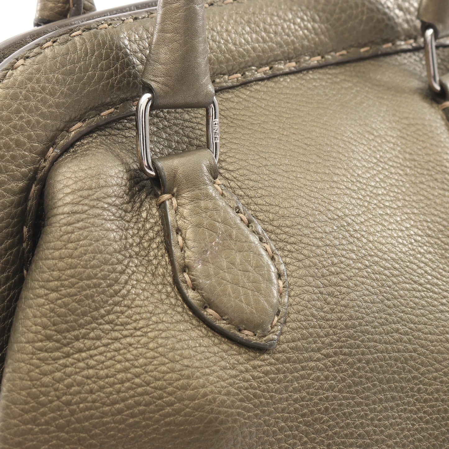 セレリア ドクターズバッグ メタリック ハンドバッグ レザー カーキグリーン フェンディ バッグ FENDI