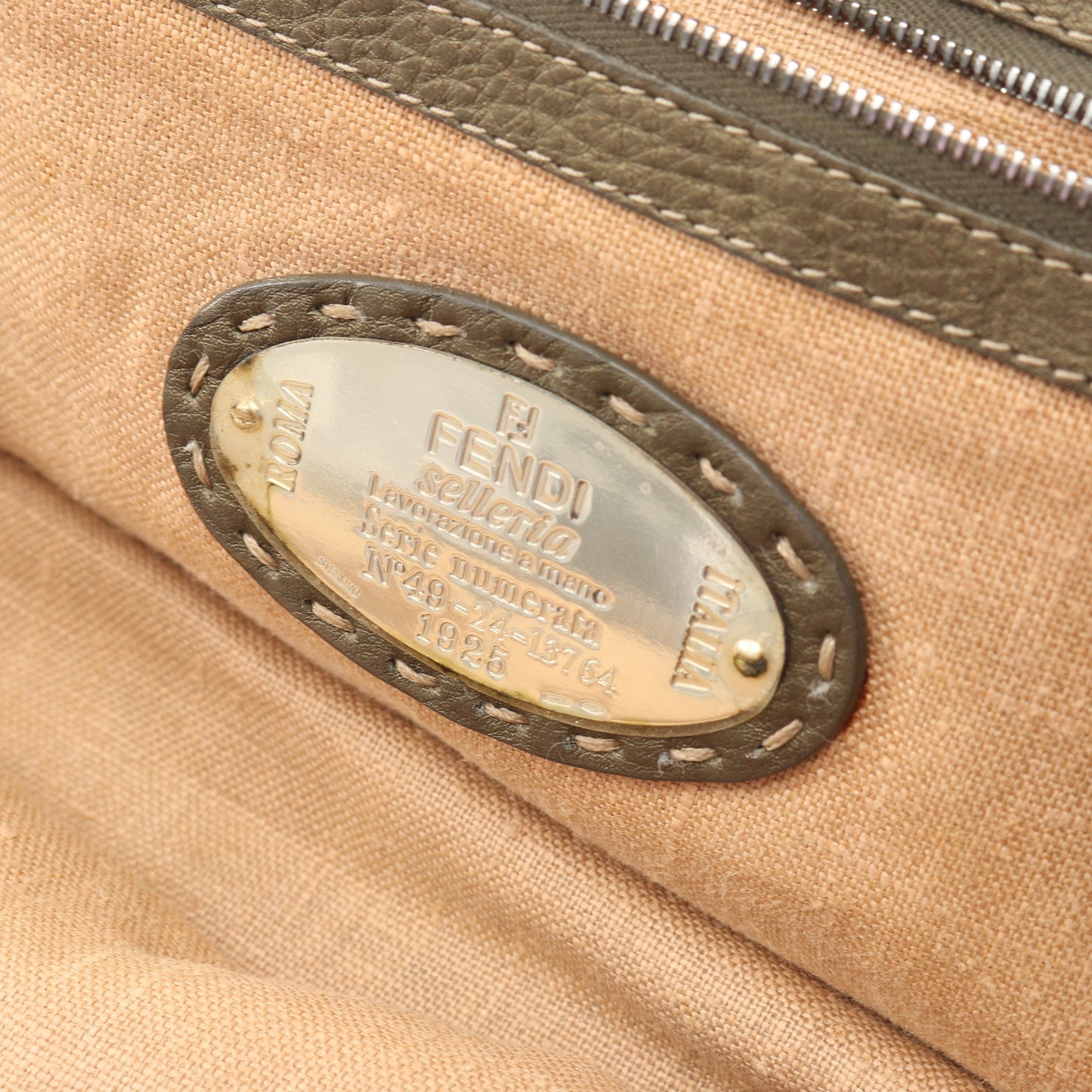 セレリア ドクターズバッグ メタリック ハンドバッグ レザー カーキグリーン フェンディ バッグ FENDI