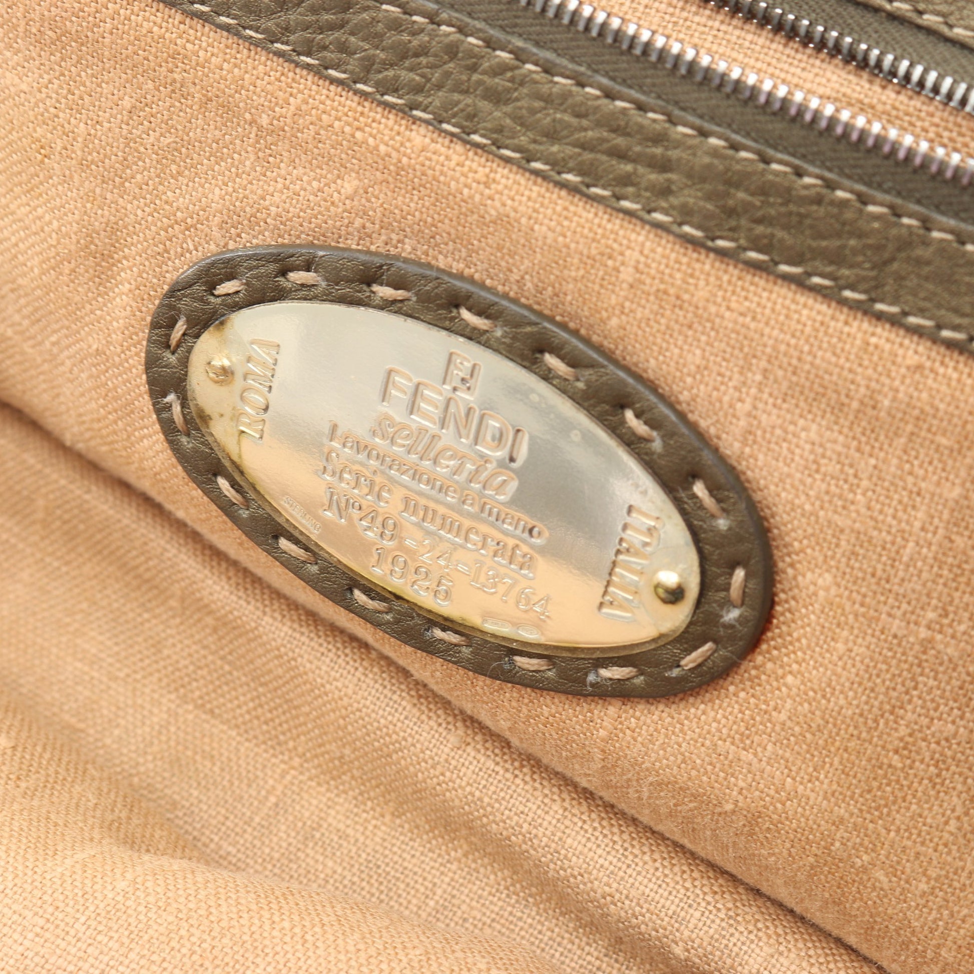 セレリア ドクターズバッグ メタリック ハンドバッグ レザー カーキグリーン フェンディ バッグ FENDI