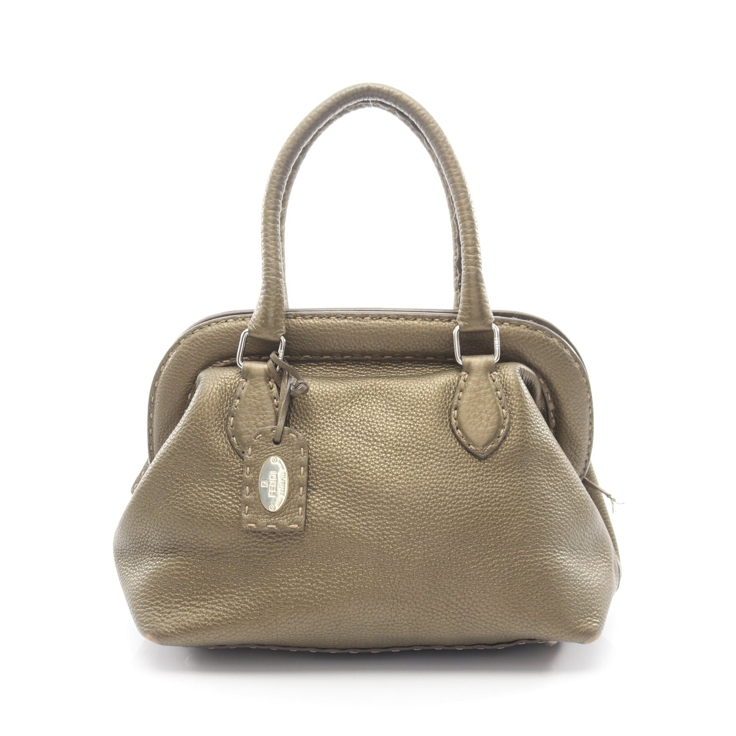 セレリア ドクターズバッグ メタリック ハンドバッグ レザー カーキグリーン フェンディ バッグ FENDI
