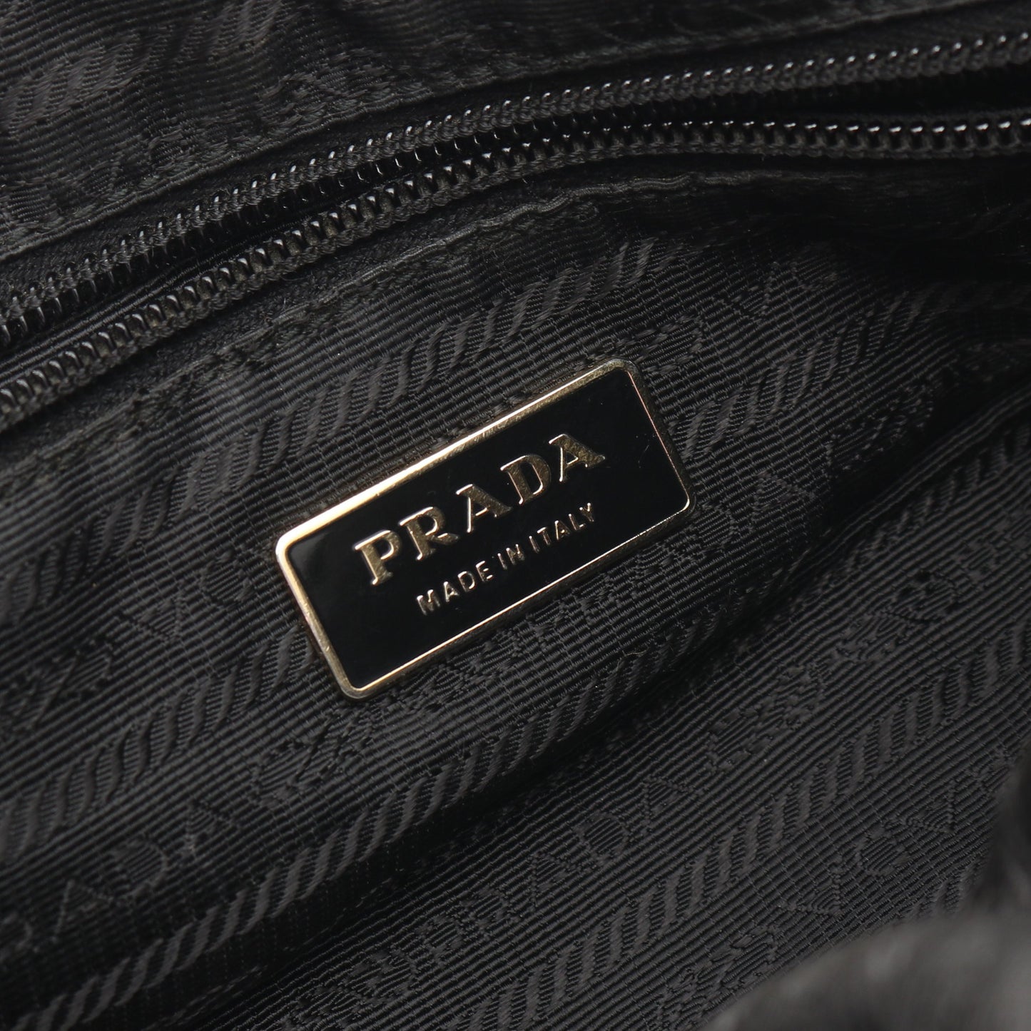 TESSUTO BOW 編み込みハンドル 2WAY ハンドバッグ ナイロン レザー ブラック プラダ バッグ PRADA