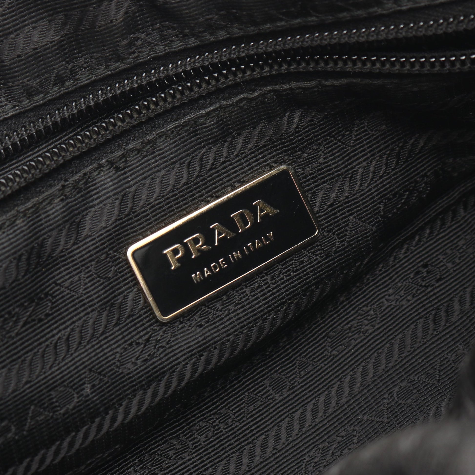 TESSUTO BOW 編み込みハンドル 2WAY ハンドバッグ ナイロン レザー ブラック プラダ バッグ PRADA