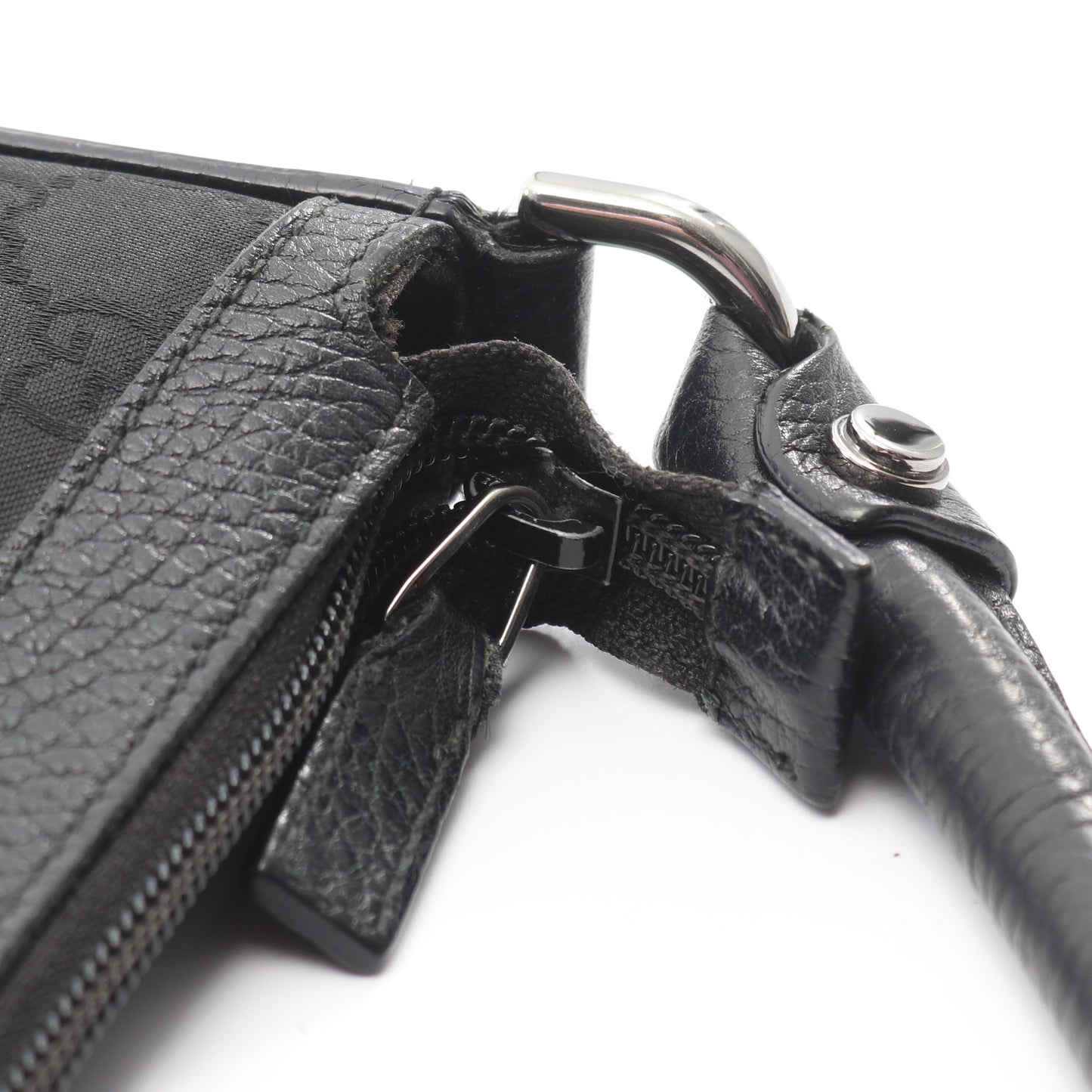 GGナイロン ワンショルダーバッグ ナイロン レザー ブラック グッチ バッグ GUCCI