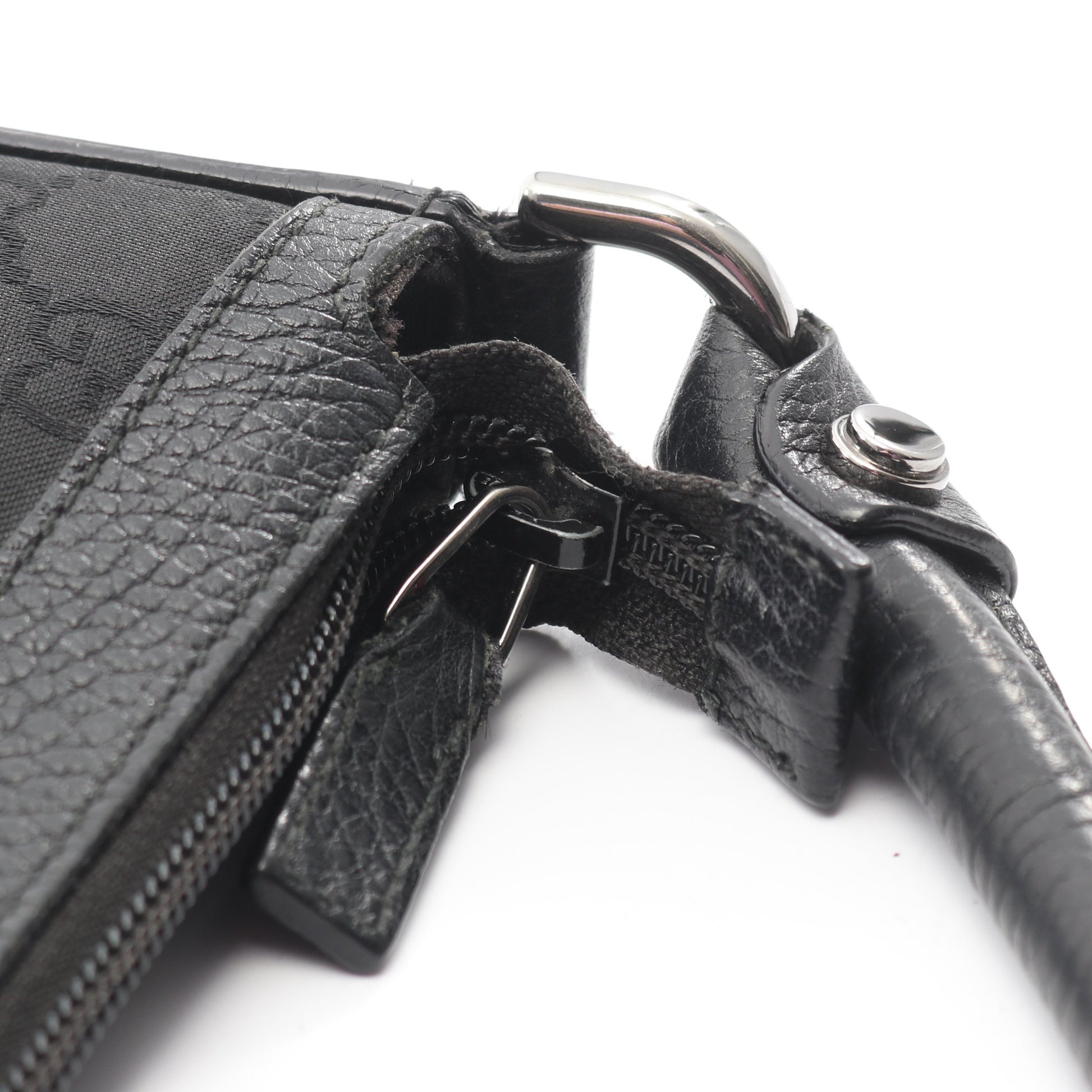 GGナイロン ワンショルダーバッグ ナイロン レザー ブラック グッチ バッグ GUCCI
