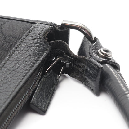 GGナイロン ワンショルダーバッグ ナイロン レザー ブラック グッチ バッグ GUCCI