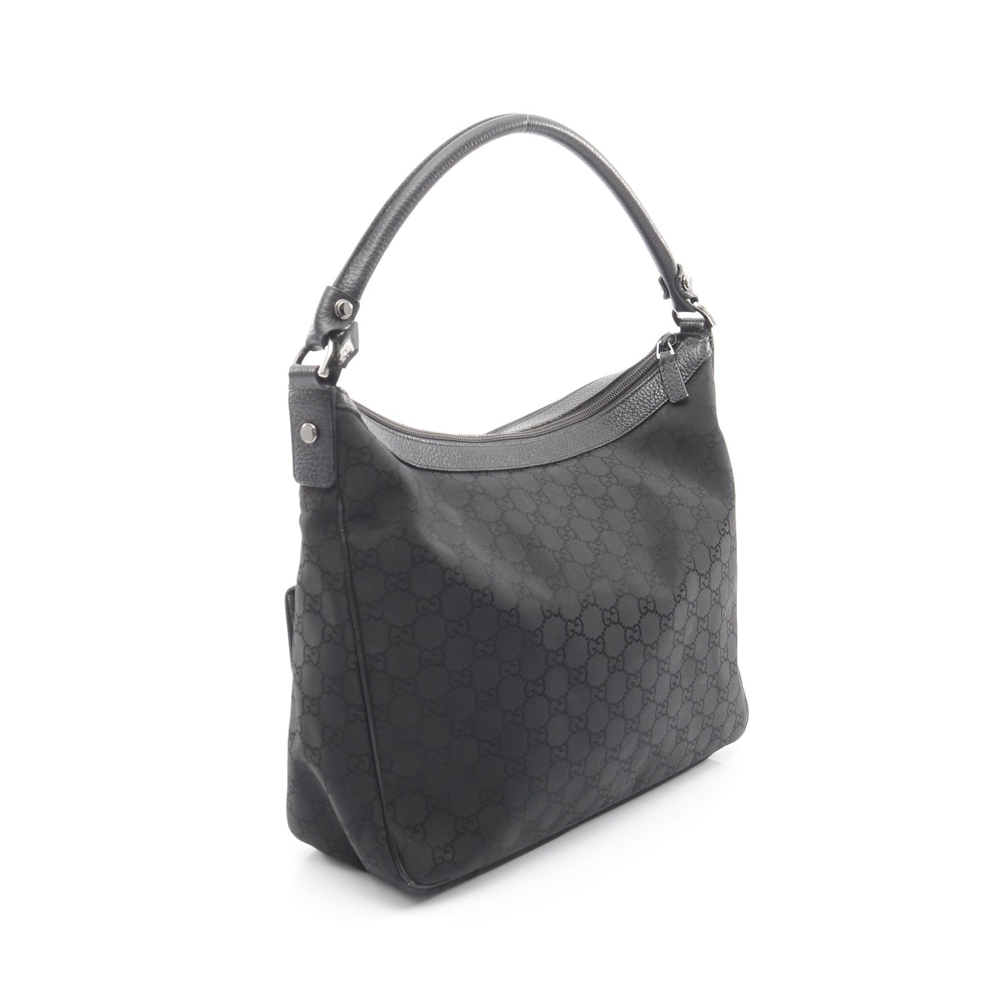 GGナイロン ワンショルダーバッグ ナイロン レザー ブラック グッチ バッグ GUCCI