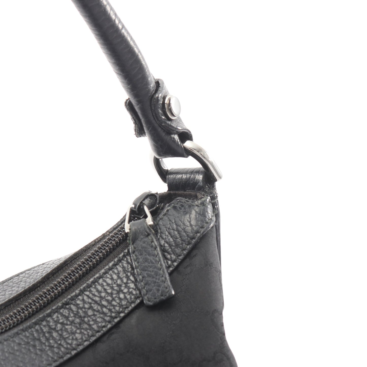 GGナイロン ワンショルダーバッグ ナイロン レザー ブラック グッチ バッグ GUCCI