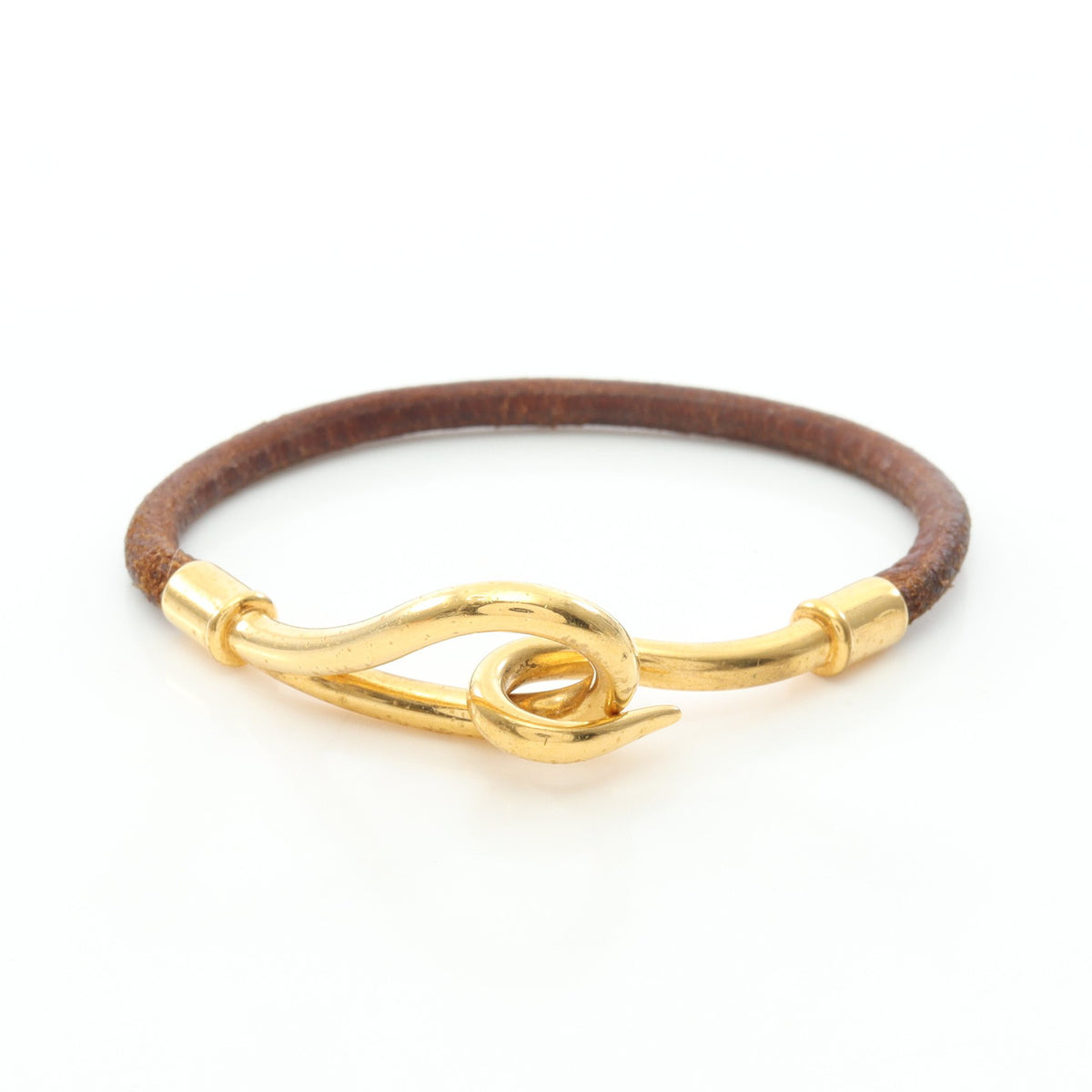 ジャンボ ブレスレット GP レザー ゴールド ダークブラウン エルメス アクセサリー HERMES