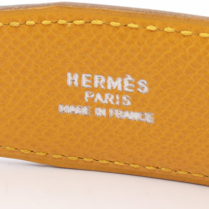 Hプレート リバーシブル ベルト レザー ブラック イエロー シルバー金具 □A刻印 エルメス 財布・小物 HERMES