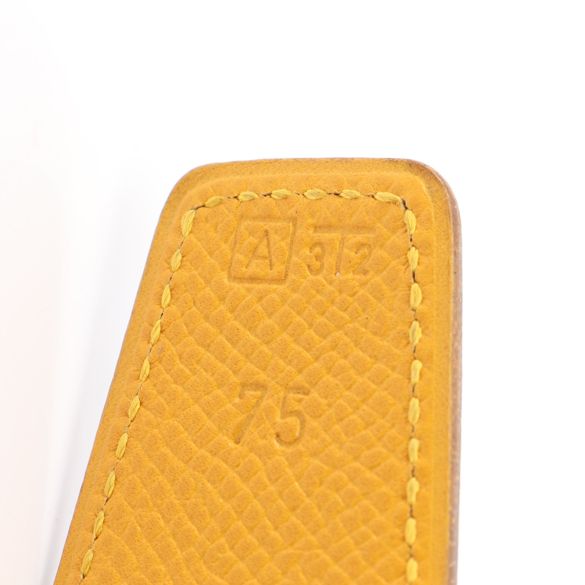 Hプレート リバーシブル ベルト レザー ブラック イエロー シルバー金具 □A刻印 エルメス 財布・小物 HERMES