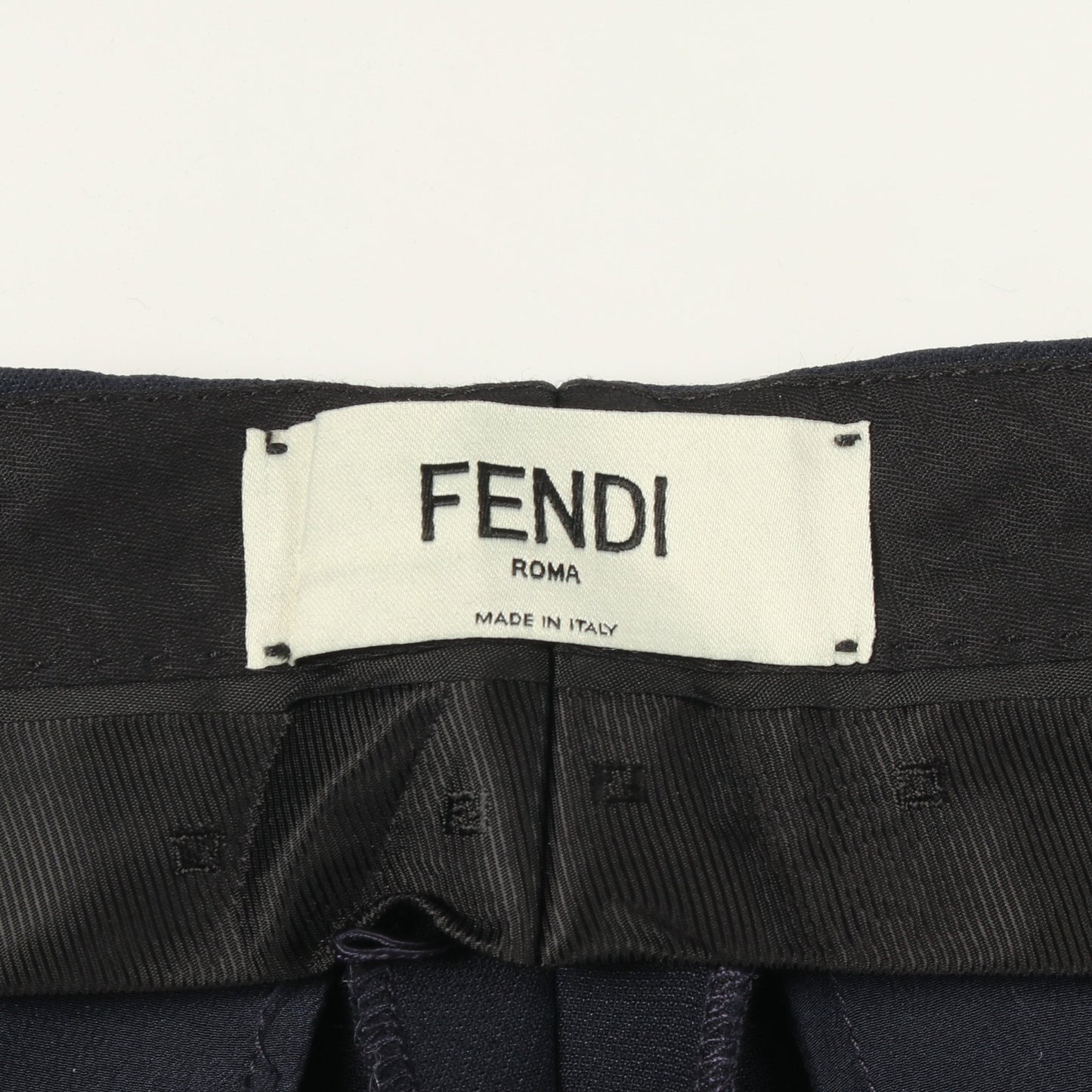 ベルト付き スラックス パンツ ウール ネイビー フェンディ ボトムス FENDI