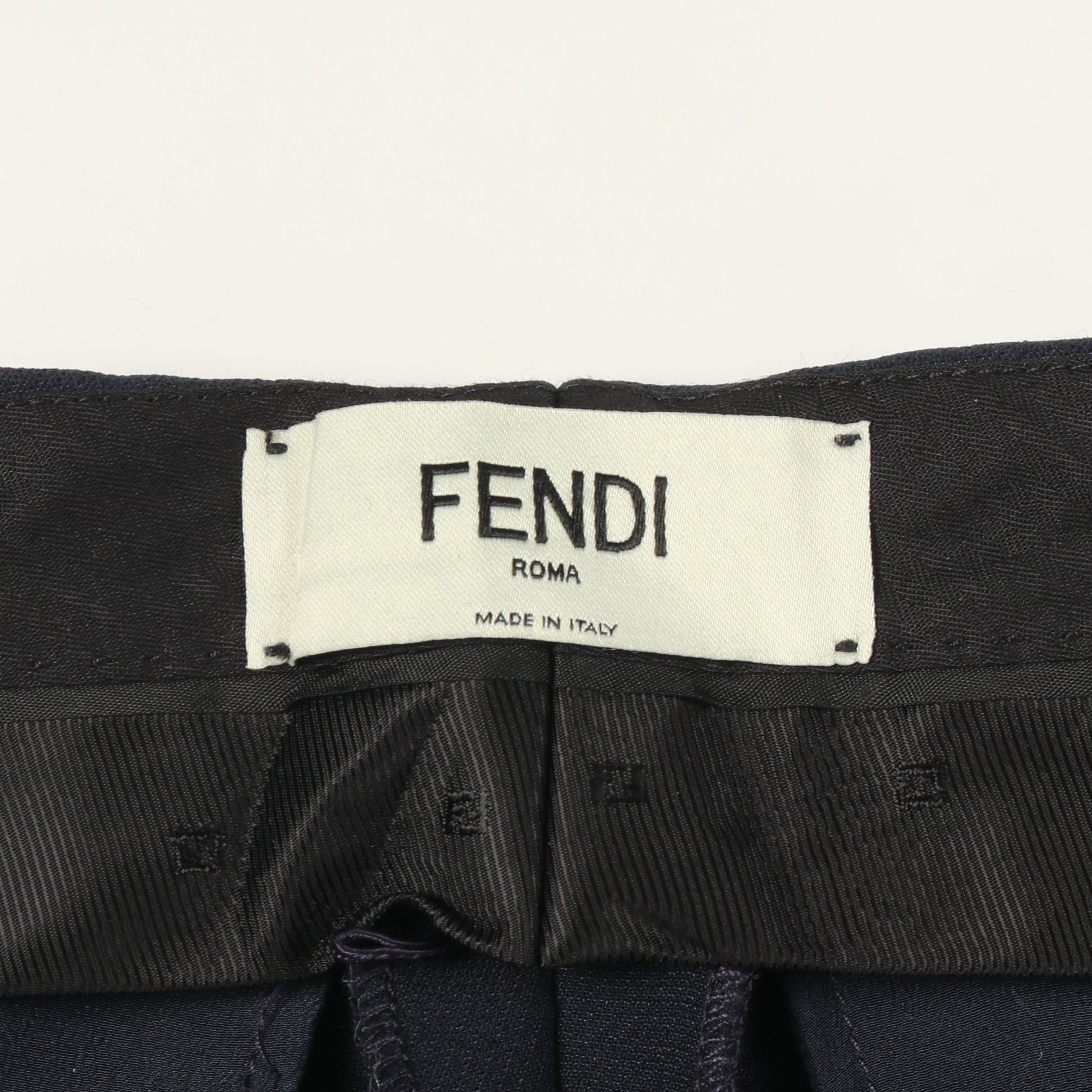 ベルト付き スラックス パンツ ウール ネイビー フェンディ ボトムス FENDI
