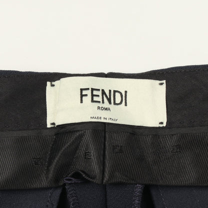 ベルト付き スラックス パンツ ウール ネイビー フェンディ ボトムス FENDI