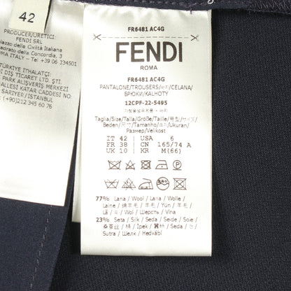 ベルト付き スラックス パンツ ウール ネイビー フェンディ ボトムス FENDI