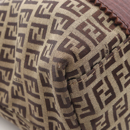 ズッキーノ ハンドバッグ トートバッグ キャンバス レザー ベージュ ブラウン フェンディ バッグ FENDI