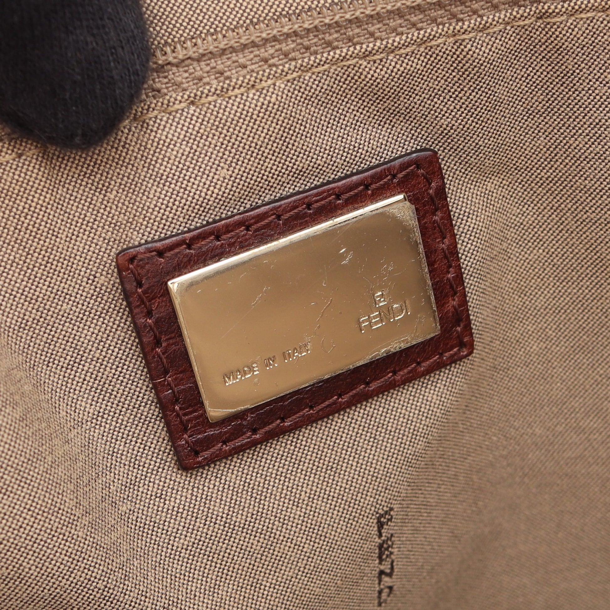 ズッキーノ ハンドバッグ トートバッグ キャンバス レザー ベージュ ブラウン フェンディ バッグ FENDI