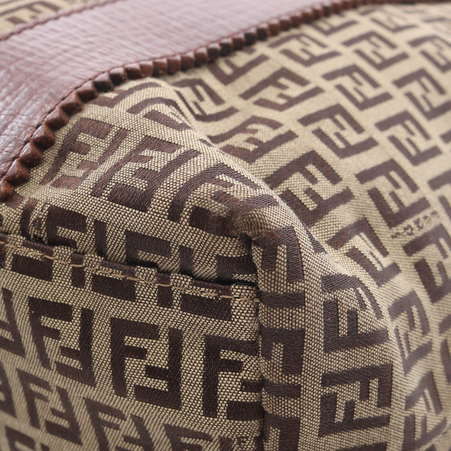ズッキーノ ハンドバッグ トートバッグ キャンバス レザー ベージュ ブラウン フェンディ バッグ FENDI