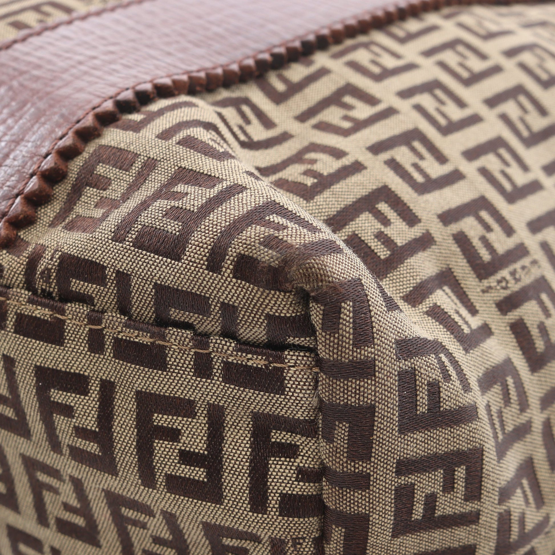 ズッキーノ ハンドバッグ トートバッグ キャンバス レザー ベージュ ブラウン フェンディ バッグ FENDI