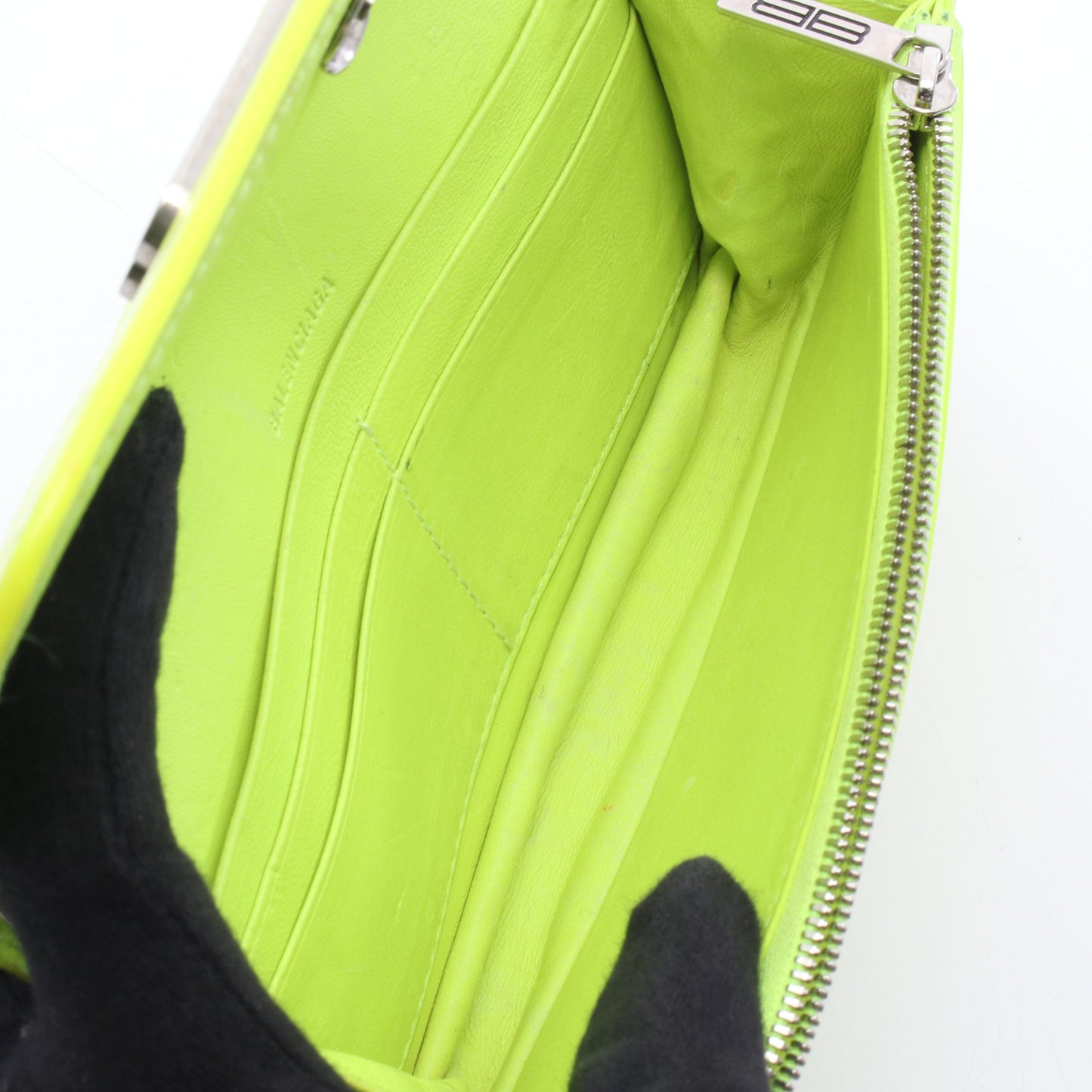 ゴシップ クロコ型押し チェーンウォレット レザー イエロー バレンシアガ バッグ BALENCIAGA