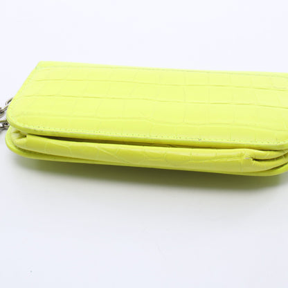 ゴシップ クロコ型押し チェーンウォレット レザー イエロー バレンシアガ バッグ BALENCIAGA
