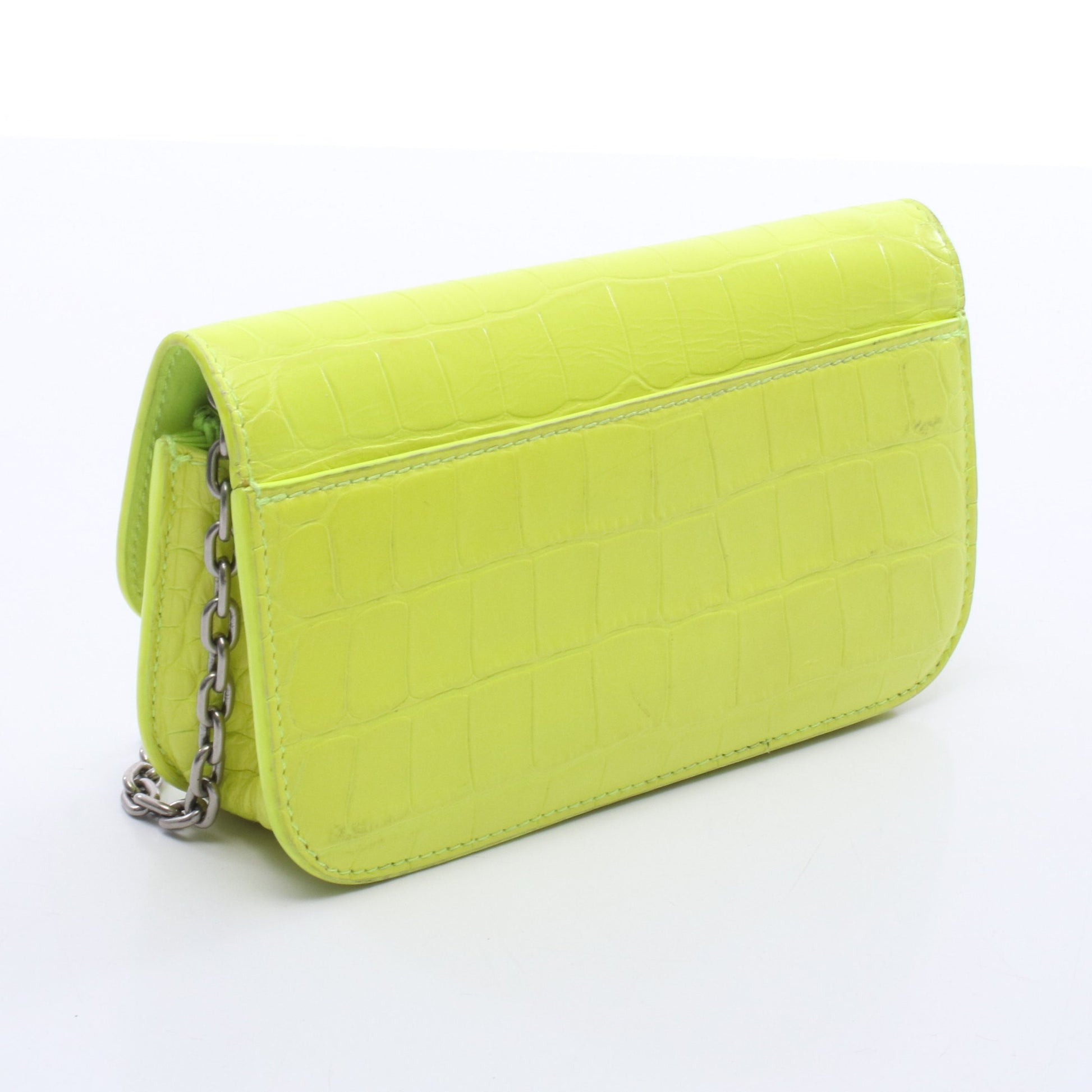ゴシップ クロコ型押し チェーンウォレット レザー イエロー バレンシアガ バッグ BALENCIAGA