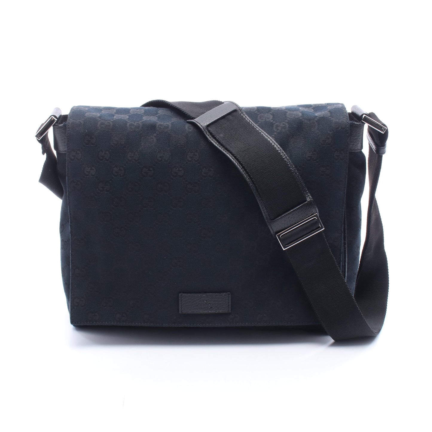 GGキャンバス ショルダーバッグ キャンバス レザー ブラック グッチ バッグ GUCCI