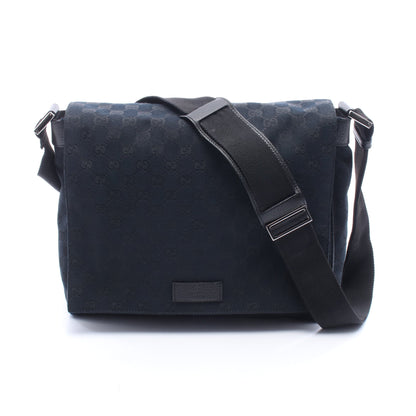 GGキャンバス ショルダーバッグ キャンバス レザー ブラック グッチ バッグ GUCCI