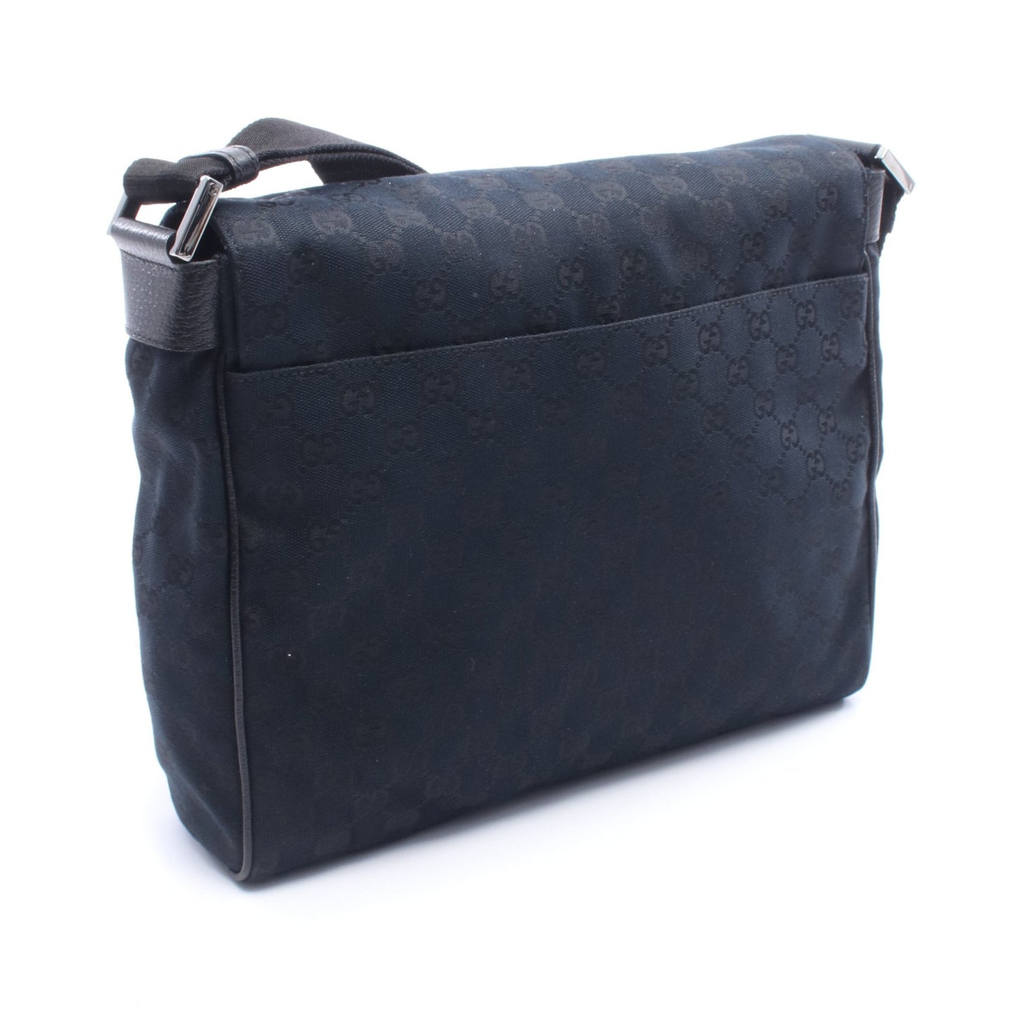 GGキャンバス ショルダーバッグ キャンバス レザー ブラック グッチ バッグ GUCCI