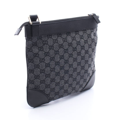 GGキャンバス ショルダーバッグ キャンバス レザー ブラック グッチ バッグ GUCCI
