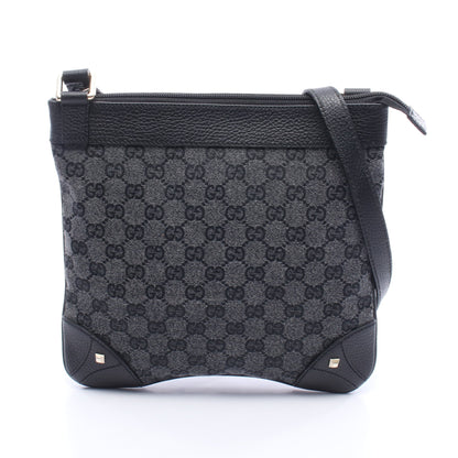 GGキャンバス ショルダーバッグ キャンバス レザー ブラック グッチ バッグ GUCCI