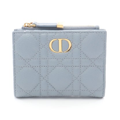 Caro Dahila カナージュ 二つ折り財布 レザー ブルーグレー クリスチャンディオール 財布・小物 Christian Dior