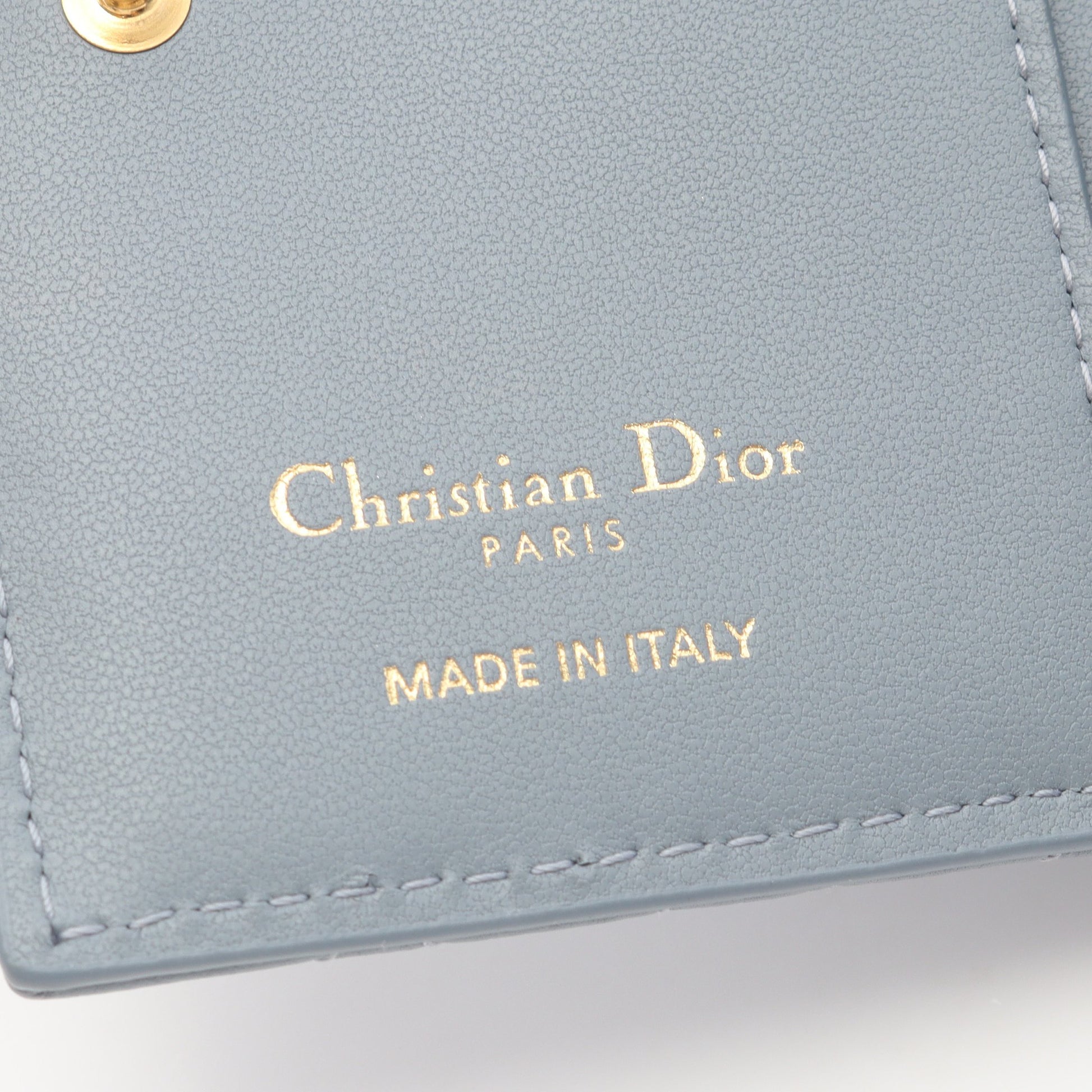 Caro Dahila カナージュ 二つ折り財布 レザー ブルーグレー クリスチャンディオール 財布・小物 Christian Dior