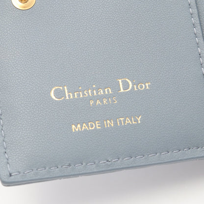 Caro Dahila カナージュ 二つ折り財布 レザー ブルーグレー クリスチャンディオール 財布・小物 Christian Dior