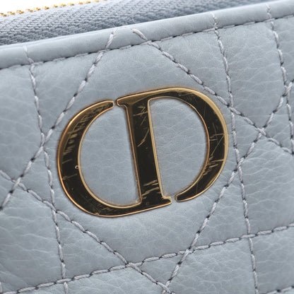 Caro Dahila カナージュ 二つ折り財布 レザー ブルーグレー クリスチャンディオール 財布・小物 Christian Dior