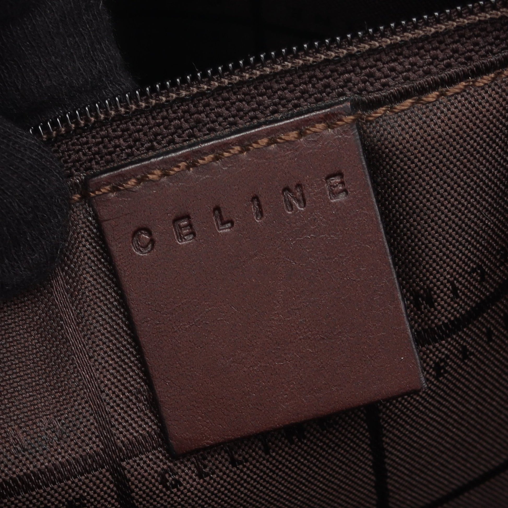 Cマカダム ショルダーバッグ キャンバス レザー ダークブラウン セリーヌ バッグ CELINE