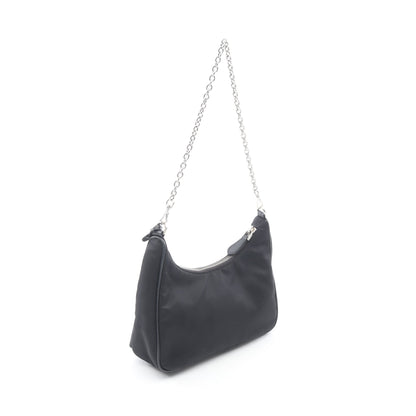 Re-Edition 2005 Re-Nylon 2WAY チェーンショルダーバッグ ナイロン サフィアーノレザー ブラック プラダ バッグ PRADA