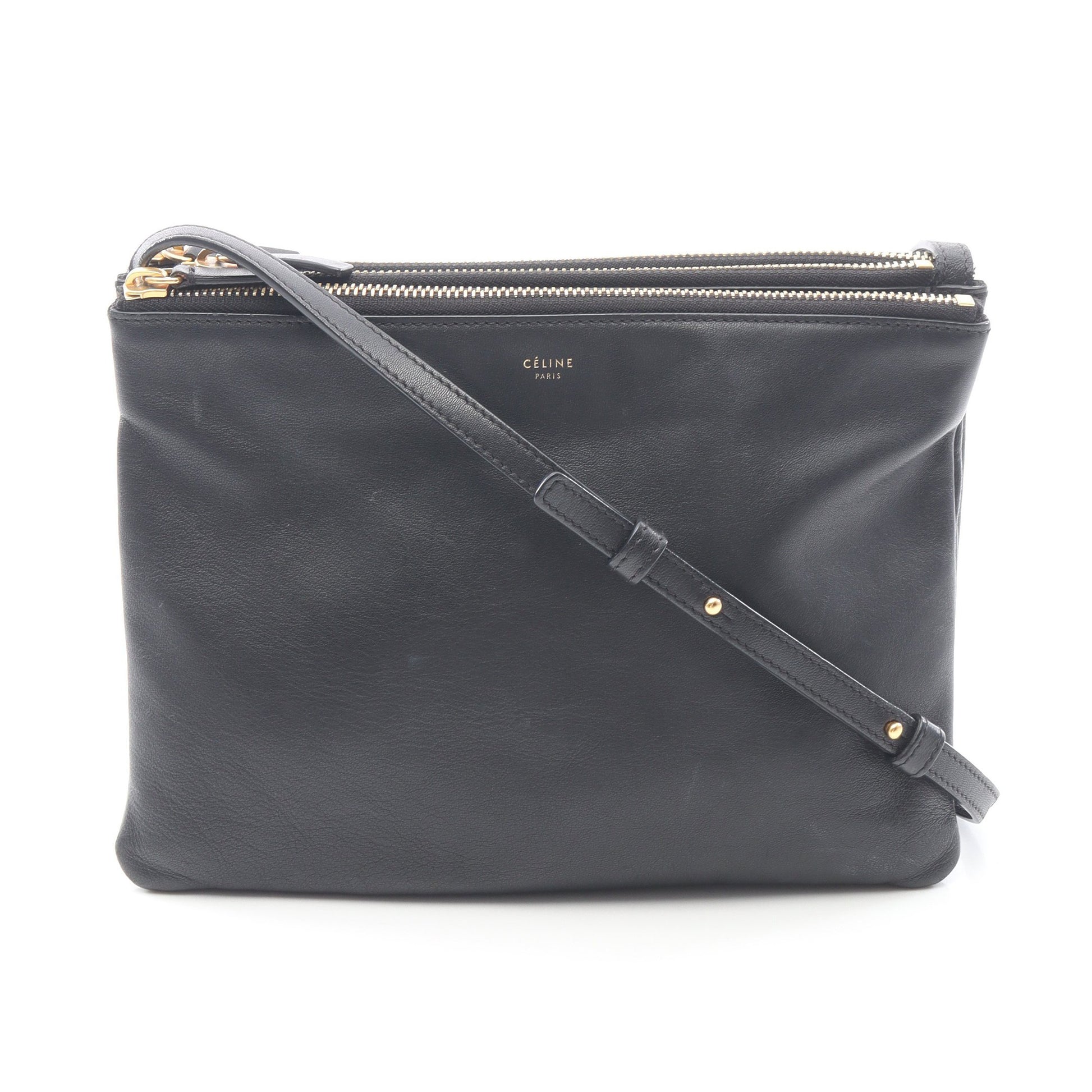 TRIO LARGE トリオ ラージ ショルダーバッグ レザー ブラック セリーヌ バッグ CELINE